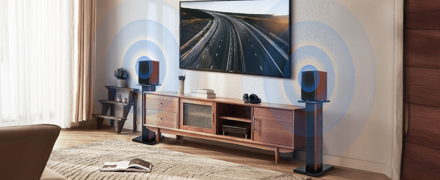 Стійки для акустичних систем Hi-Fi з дерева, 70 см, з можливістю засипки піском, комплект 2 шт. — універсальні підставки для полочних колонок та домашнього кінотеатру