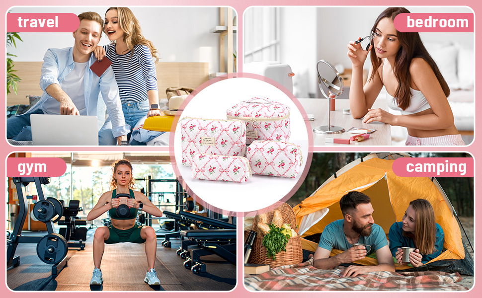 Набір косметичок з квітами для дівчаток, дамські культбагелі, степкова косметичка для макіяжу, бавовняний набір культбагелів, косметичка з бантиком рожевого кольору