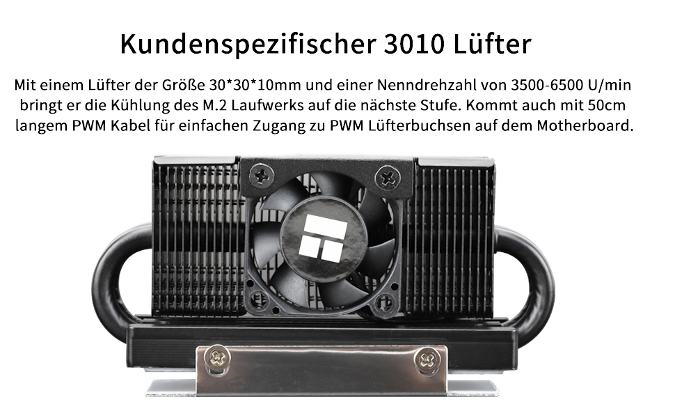 Радіатор охолодження SSD TR HR10 2280 PRO Black з тепловими трубами та вентилятором PWM