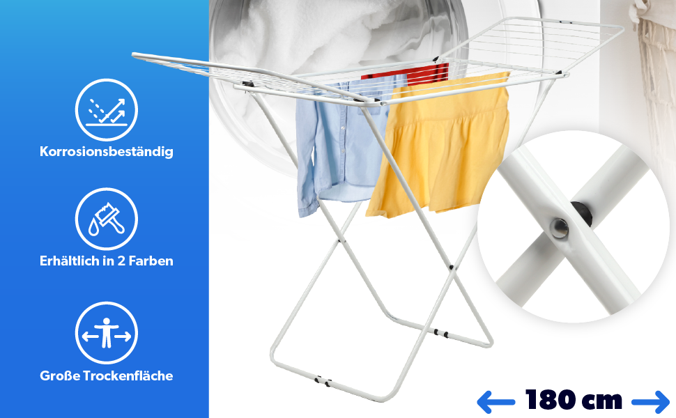 Сушарка для білизни KADAX з крилами, 18/23м, сталь з порошковим покриттям, складна, біла (2 крила)