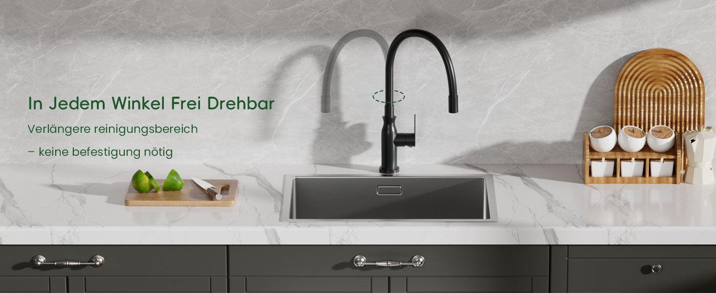 Кран кухонний APPASO 3-х ходовий чорний, 3 в 1 з фільтром, 360° поворотний, 2 ручки, нержавіюча сталь, низький тиск