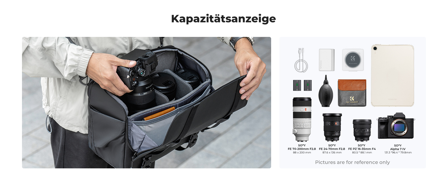 Сумка для камери K&F Concept з регульованим ременем, фотосумка для системної камери, водонепроникна, для SLR-камери та аксесуарів для штатива