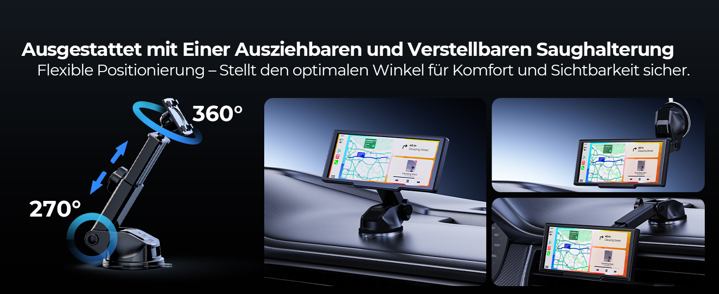 Krunia 8.1'' Бездротовий портативний CarPlay-екран 60FPS для Apple CarPlay та Android Auto з OTA-оновленнями, камерою заднього виду, Mirror Link, Bluetooth, голосовим керуванням та GPS-навігацією