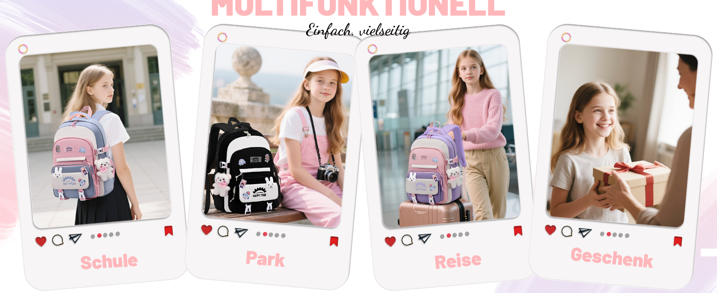 Шкільний рюкзак Tanou для дівчаток, 20 літрів, водонепроникний, для 3-7 класів, блакитний