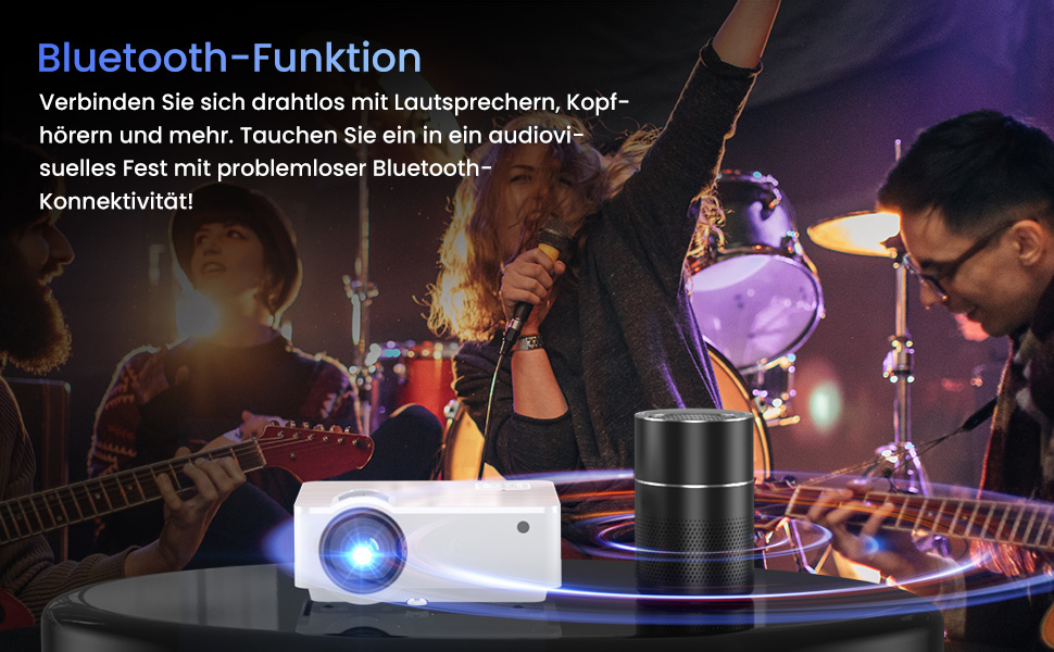 HOPVISION Beamer: Міні проєктор Full HD 1080P з Bluetooth 5.1 та 4K підтримкою, 9000 Lumens, для дому та вулиці, сумісний зі смартфонами, HDMI, USB, Pad, Fire Stick, PS5