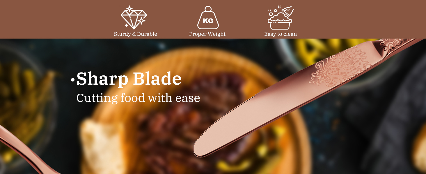 Набір столових приборів Dragon Riot на 6 осіб (30 предметів) з нержавіючої сталі, рожеве золото, для дому/вечірки/ресторану