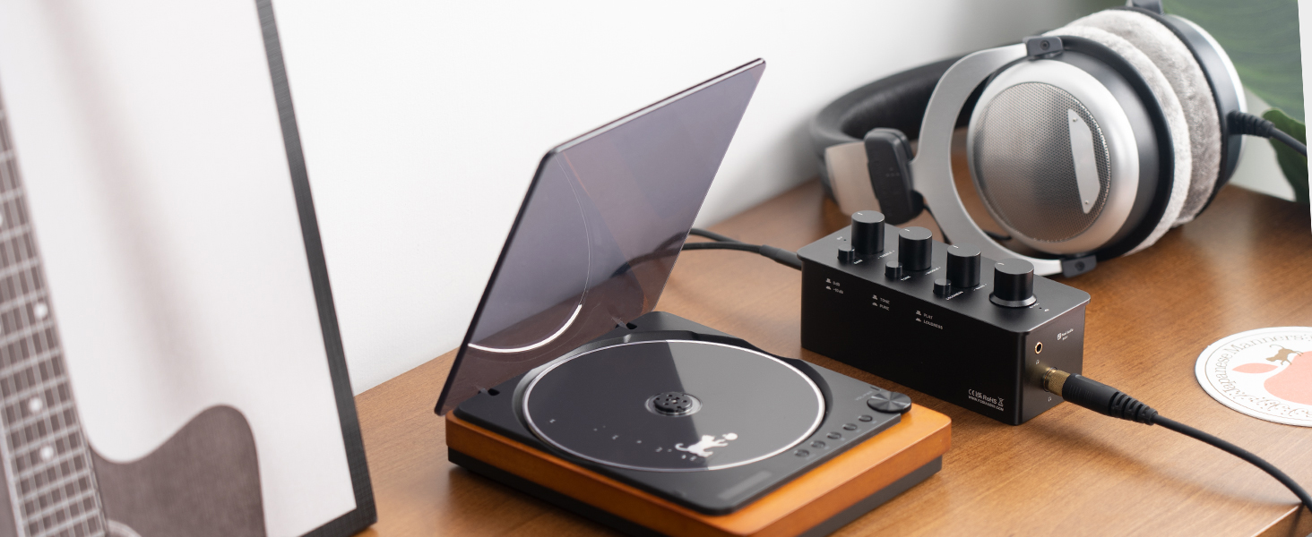 Fosi Audio SK01 Hi-Fi підсилювач для навушників, еквалайзер-попередній підсилювач з регуляторами басу, середніх і високих частот, компенсацією гучності, портативний клас-А аналоговий підсилювач для 3,5 мм і 6,35 мм гітарних роз'ємів