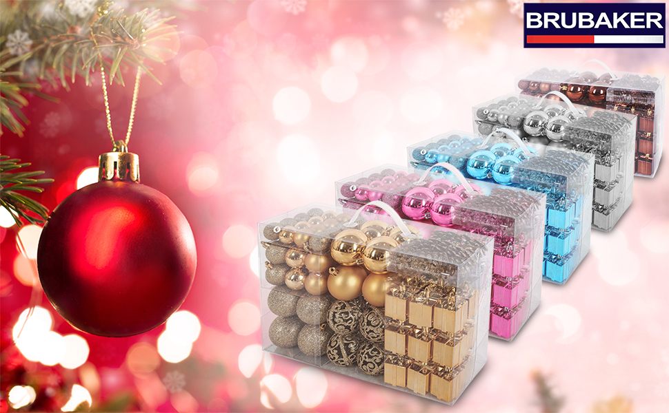 Набір прикрас для ялинки BRUBAKER 101 шт. з верхівкою, кремово-білий, для ялинки (колір: коричневий)