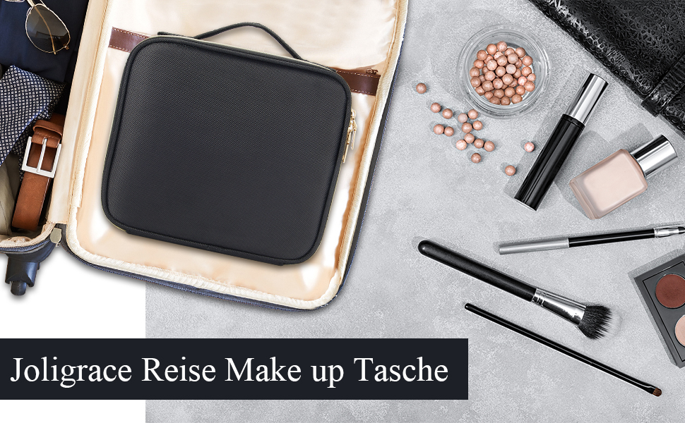 Косметичка для макіяжу та косметики, органайзер для подорожей, чорна. З ручкою та регульованими перегородками