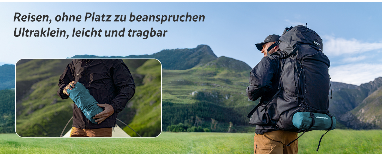 Килимок для кемпінгу Naturehike, ультралегкий надувний, з інтегрованим насосом, для велосипедних походів та наметів, синій, одинарний