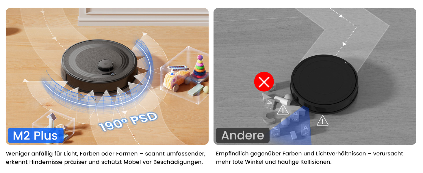 Робот-пилосос LEFANT M2 Pro з потужністю 6000 Pa, автоматичною витяжкою сміття, лазерною навігацією та картографією, індивідуальним прибиранням, уникненням перешкод PSD, ідеальний для видалення шерсті тварин, білий (M2Plus)