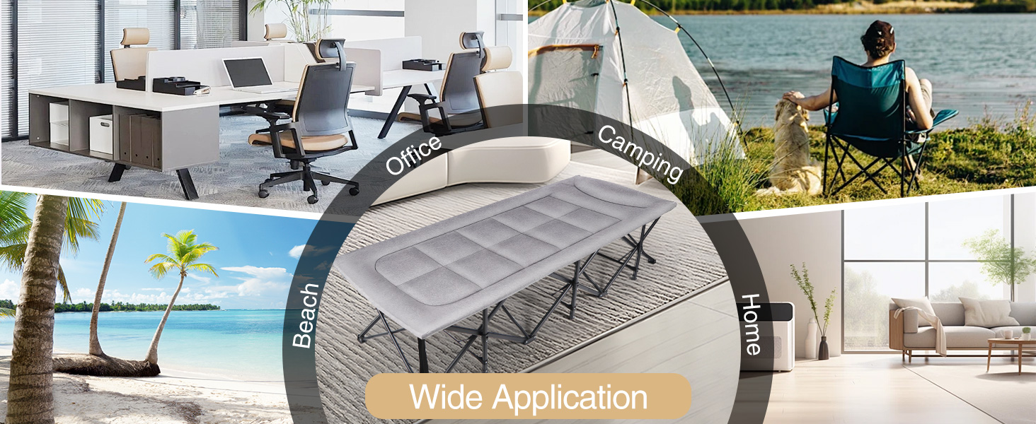 Кемпінгове ліжко REDCAMP XL з матрацом для дорослих, 226 кг, широке, міцне, розкладне, для відпочинку на природі, для гостей, офісу, дому (темно-сірий 2xl)