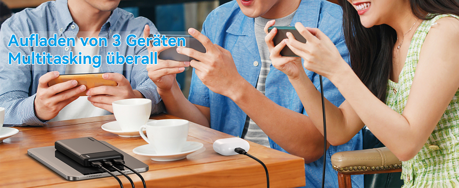 Power Bank AsperX 10000mAh (2 шт.) з USB-C, 4 порти, для iPhone, iPad, Huawei, Tablet - Чорний+Білий