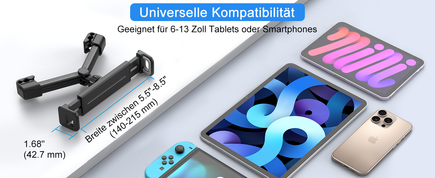 Утримувач для планшета в авто FINTIE - універсальний, поворотний на 360°, для iPad, Galaxy Tab, смартфонів, Kindle, Fire (6-13 дюймів)