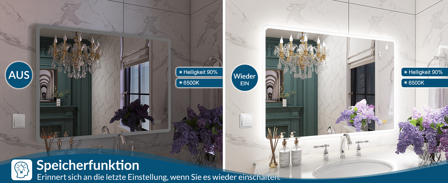 Дзеркало для ванної кімнати STARLEAD з підсвічуванням 80x60 см, регулювання яскравості, 3 колірні температури (3000K-6500K), протитуманне покриття, функція пам'яті, LED дзеркало для ванної кімнати IP44, HD скло, горизонтальне/вертикальне встановлення, M3017, срібний колір. Без Bluetooth, без лупи 5x.