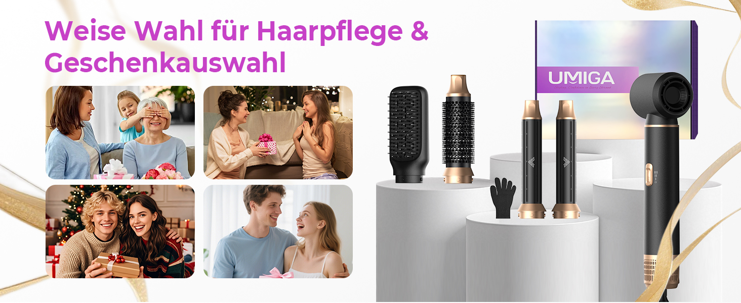 Airstyler 5 в 1: Фен-щітка, локони, випрямлення. Набір для волосся, чорний/золотий