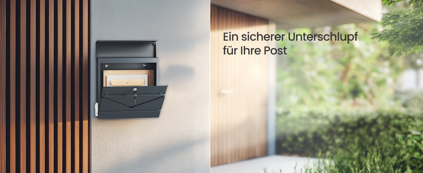 Поштовий ящик SONGMICS XXL, вуличний, антрацит, з вікном, замком та відділенням для преси GMB054G01