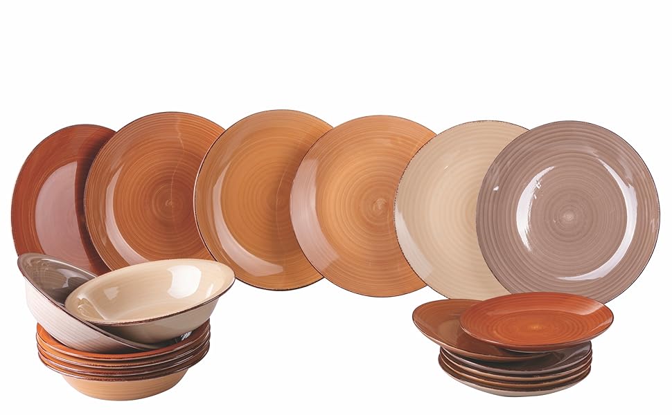 Villa d'Este Home Tivoli Baita: 18-частинний чайний сервіз з шоколадного фарфору, Steingut