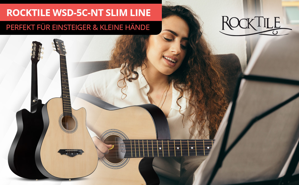 Rocktile WSD-5C-NT: Акустична гітара Western Slim Line Dreadnought - Натуральний колір (з аксесуарами)