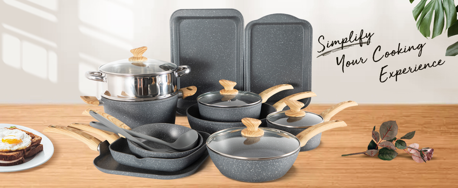 Набір посуду DishDelight з гранітним покриттям для індукційних плит (12 предметів)