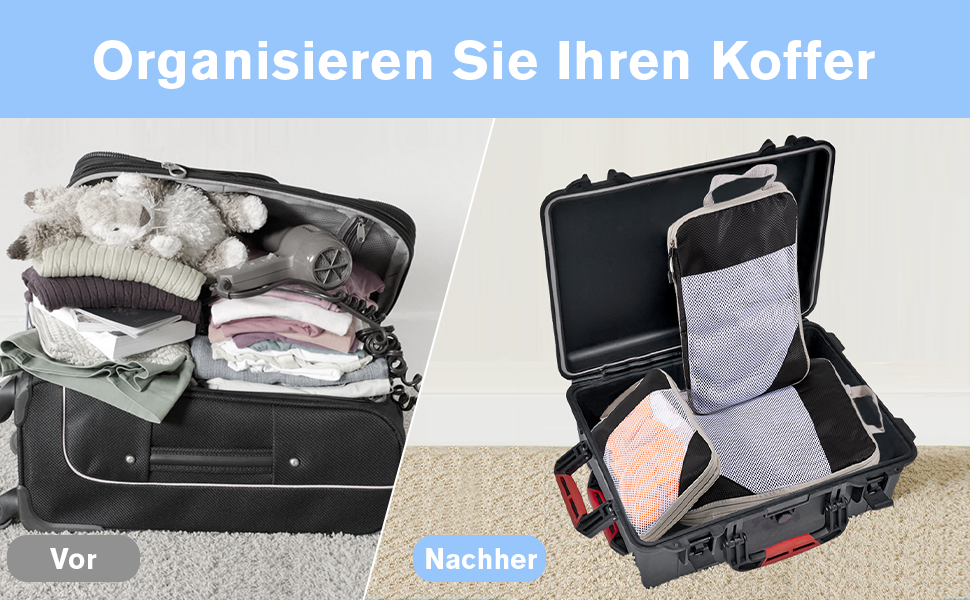 Органайзери для валізи Packing Cubes, набір 3 шт. (74 л) - Чорний