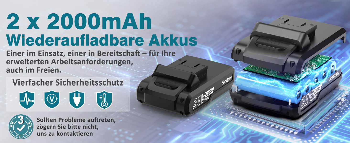 Акумуляторний шуруповерт Sundpey Set з 2 акумуляторами 2.0Ah, 21V, 1500 об/хв, 45Nm, 18+1 режим, LED-підсвічування, для ремонту та DIY