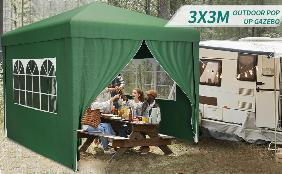 Водонепроникний розкладний павільйон YITAHOME 3x3 м з боковинами, садовий тент для всіх сезонів, антивандальний, регульована висота, для вечірок, ринків, кемпінгу