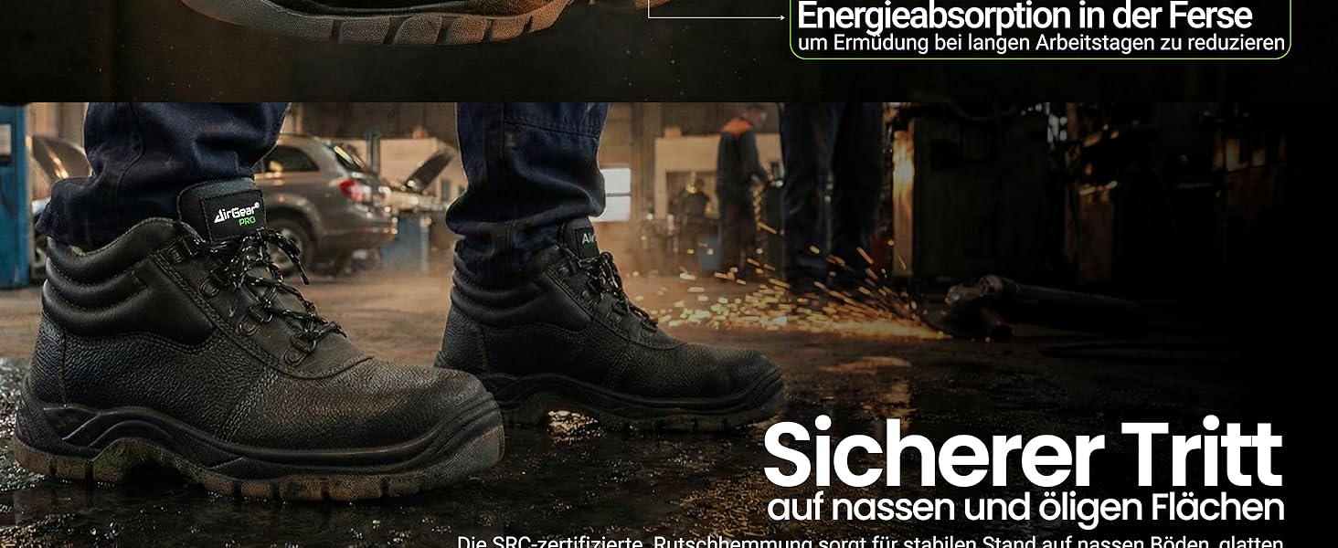 Черевики робочі AirGearPro S3 SRC для чоловіків – сталевий підносок, захист від проколів, неслизька підошва, водонепроникні та дихаючі, 41 EU