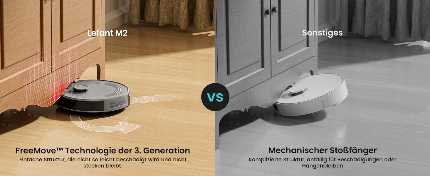 Робот-пилосос LEFANT M2 з функцією миття підлоги, 6000Pa, LiDAR-навігація, зони заборони, керування через додаток/Alexa, ідеальний для шерсті тварин, килимів та твердих підлог M2G