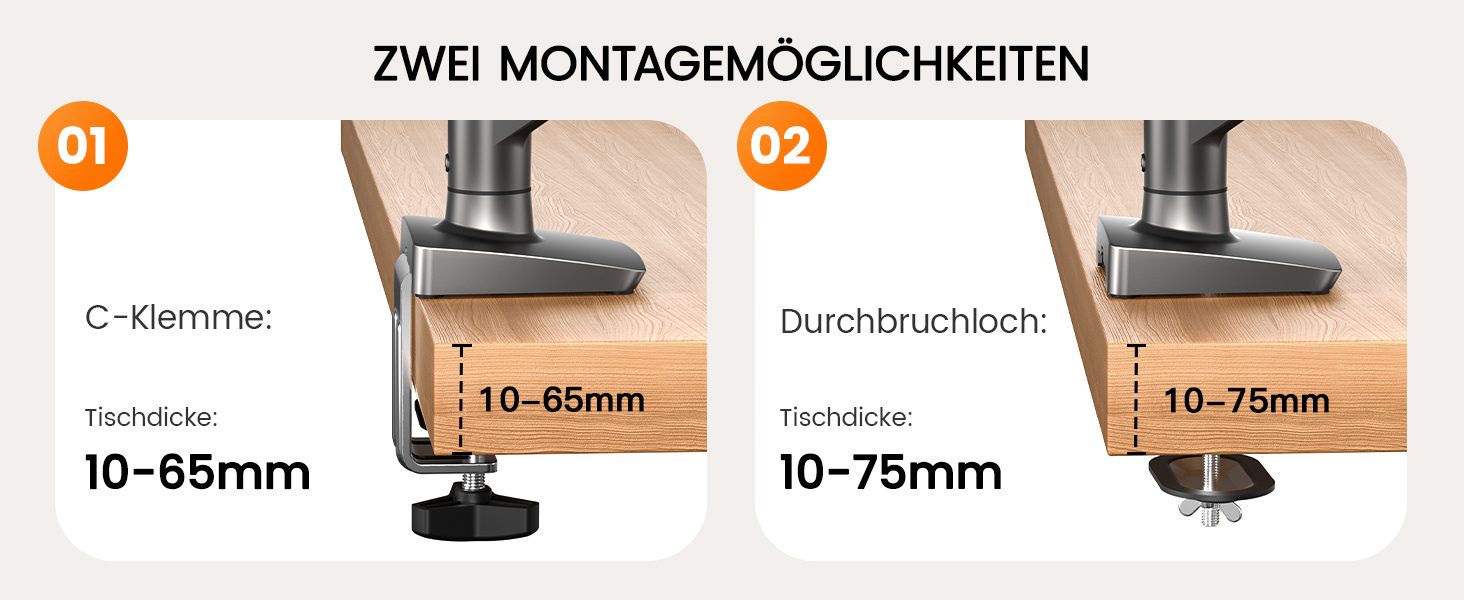 Кріплення для монітора ErGear: регульований кронштейн для моніторів 13-34 дюймів, підставка з кабельною організацією, VESA 75/100 мм, до 9 кг (срібний)