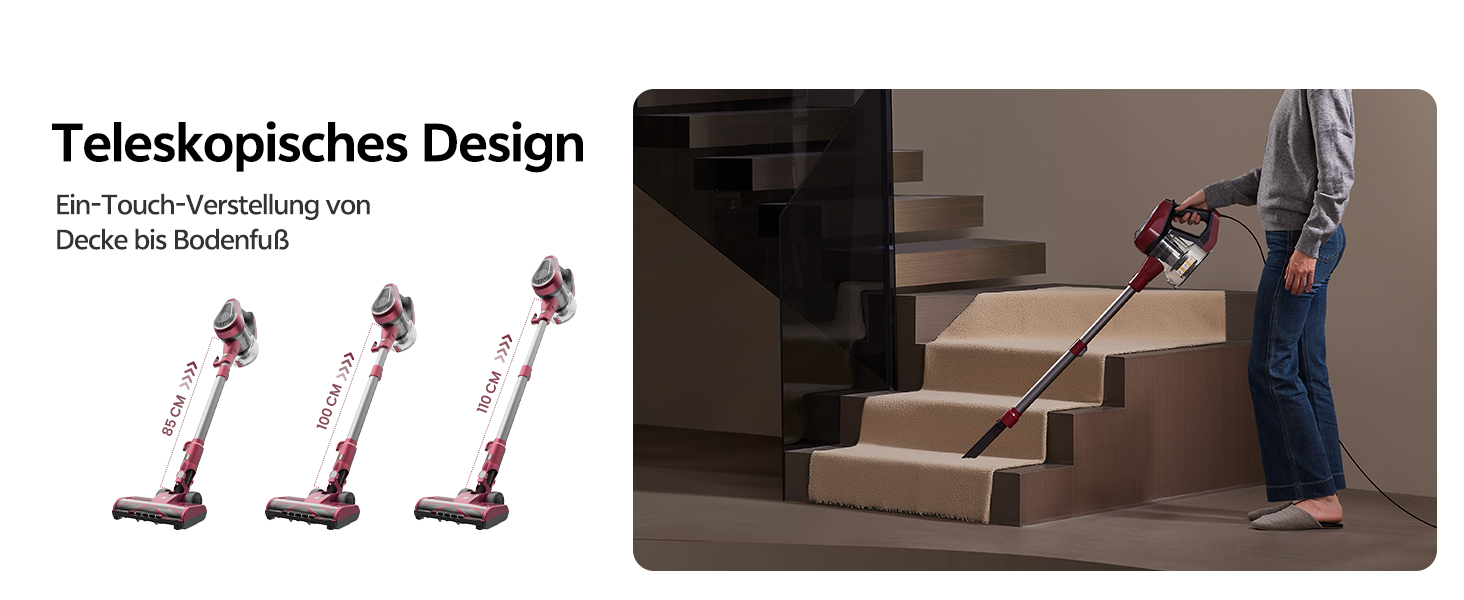 Vexilar Бездротовий пилосос 600W, 60kPa, 6-в-1 з LED, анти-алергенний, для дому та тварин, 7м кабель, легкий