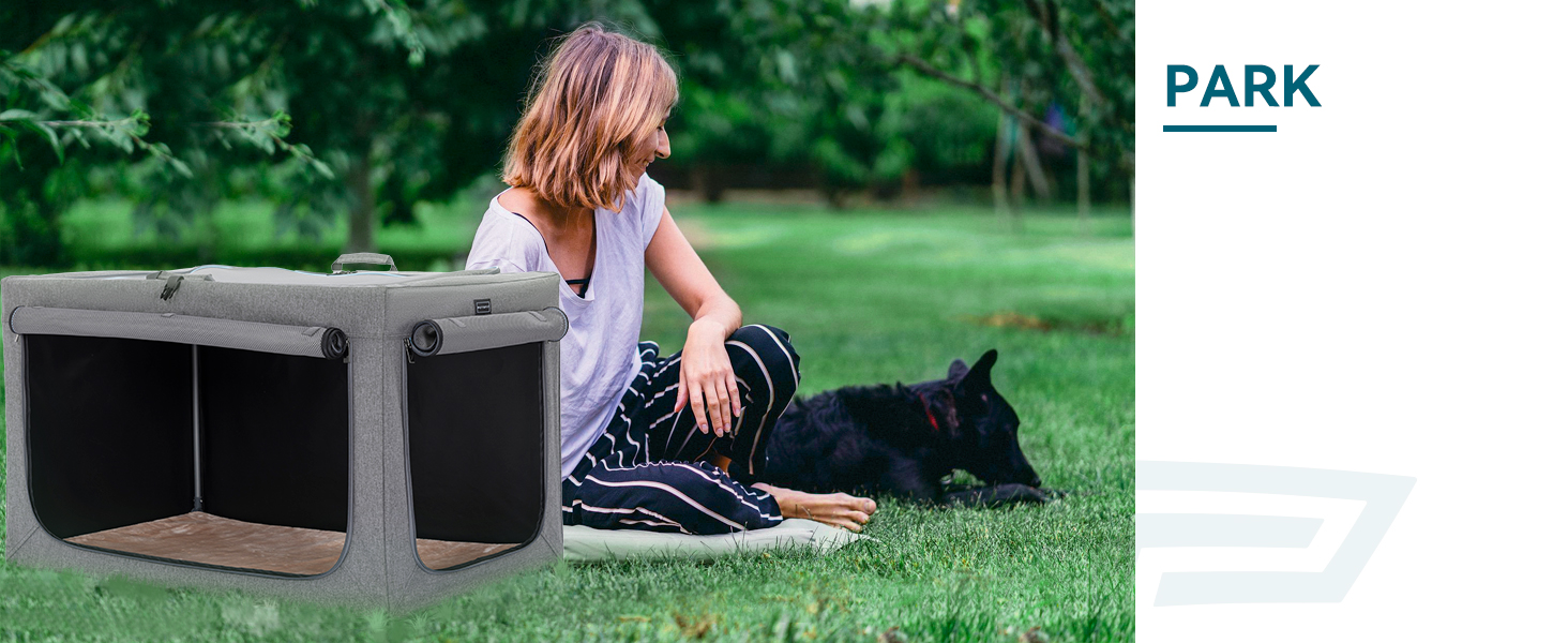 Клітка для собак Petsfit, сіра, розкладні, для дому та транспортування, розмір L (76x50x49 см), з м'якою підстилкою та міцними сітчастими вікнами