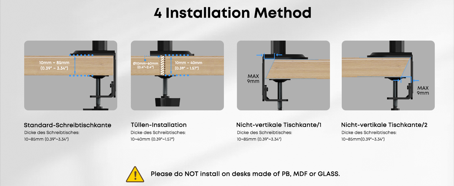 Тримач для монітора PUTORSEN на 3 монітори (13-32 дюйми), регульований, чорний