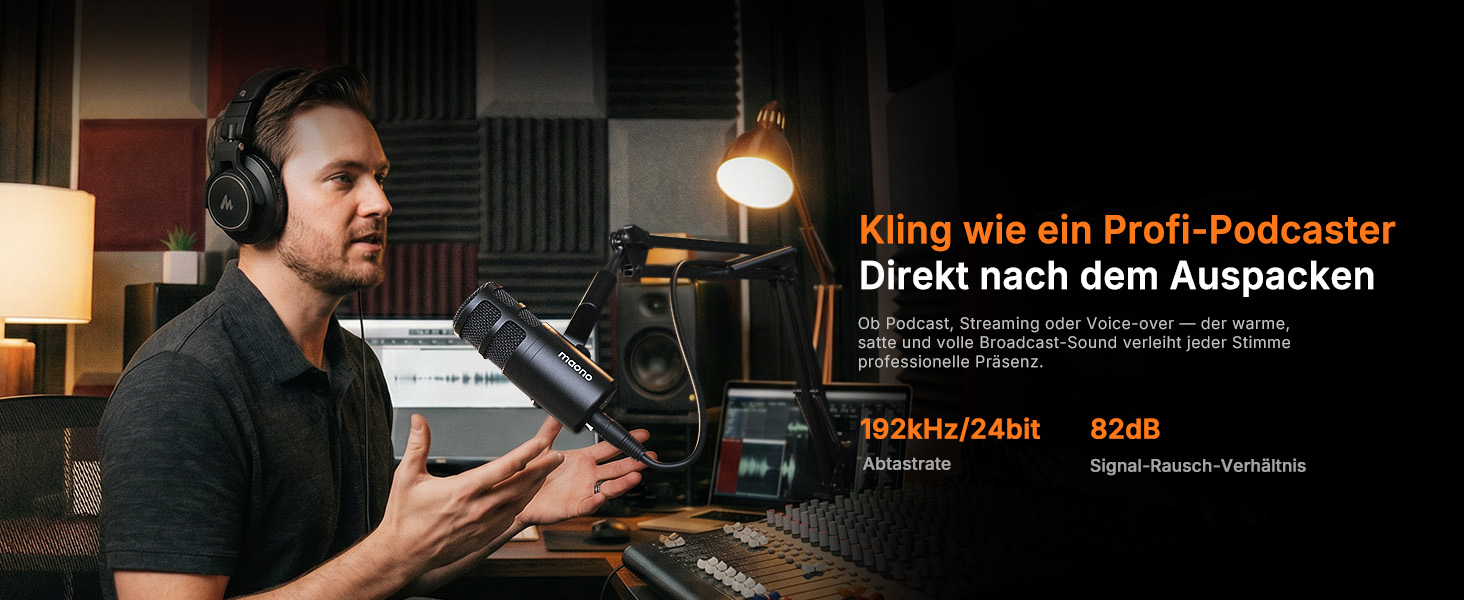 Динамічний мікрофон MAONO PD100 Gen2S USB/XLR для стрімінгу та подкастів, 192кГц/24біт, з пантографом (мікрофонною стійкою), кнопкою Mute та моніторингом