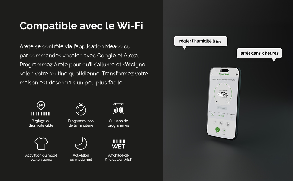 Зволожувач повітря MeacoDry Arete One 6L з очищувачем повітря | Тихий (32 dB), H13 HEPA-фільтр, для спалень та кімнат | 1.8L резервуар