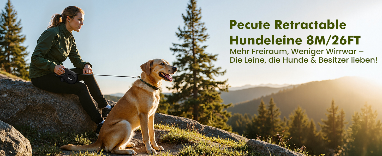 Рулетка для собак Pecute 8м, бісостійка, з набором для збору відходів, 360° антизаплутування, для собак середніх та великих (15-50кг), зелена