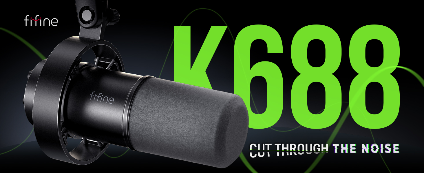 Mikrofon FIFINE K688: XLR/USB, Динамічний, Студійний, для Подкастів, Стримінгу, Ігор, Звукозапису