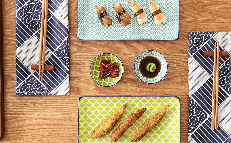 Набір посуду Vancasso HARUKA Sushi Set для суші (2 персони), кераміка, суші-тарілки, соусники, палочки для їжі