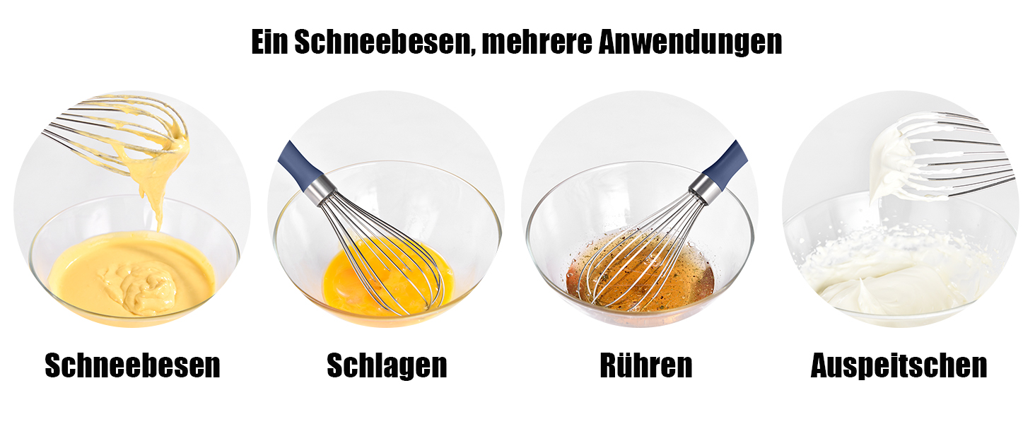 Ручний вінчик для кухні Doosu 28 см, з нержавіючої сталі 18/8, 8 гнучких дротів для збивання та перемішування (Midnigth Blue, S-23cm)