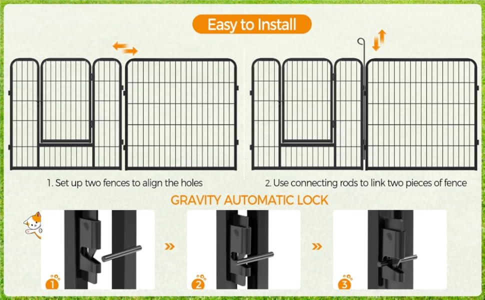 Забіг для цуценят Yaheetech з 16 панелей, 80 см заввишки, для собак, кроликів, зайдак, з 2 дверцятами, 60 см заввишки, для використання в приміщенні та на вулиці
