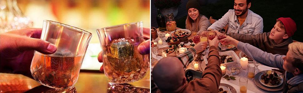 Набір для віскі з кубиками льоду – 8 шт. та 2 склянки, дерев'яна коробка, подарунок для чоловіків та жінок