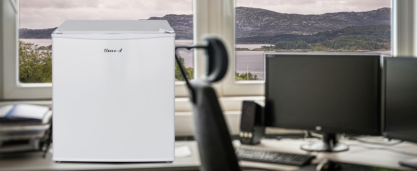 Холодильник Smad Mini 45L, компактний, 230V, з дверцятами, що відкриваються в обидві сторони, регулювання температури 0–10 °C, міні-холодильник для спальні, офісу, готелю, вітальні, білий