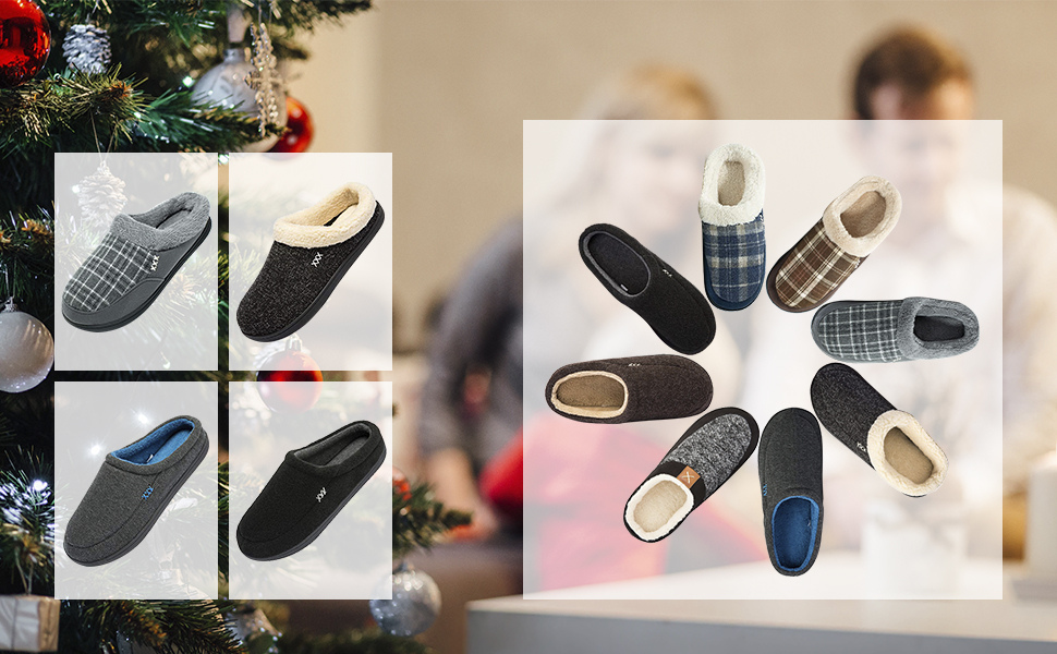 Тапочки халатні NewDenBer для дому, чоловічі/жіночі, з піною пам'яті, теплі, зручні, зимові, з антиковзкою гумовою підошвою, 37/38 EU, темно-сірий та синій