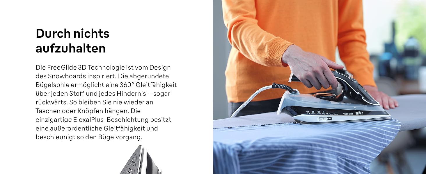 Відпарювач для одягу Braun FreeStyle 5 SI 5037 VI - потужний відпарювач з керамічною підошвою Freeglide 3D, вертикальним відпарюванням, 2700 Вт, 200 г/хв, резервуар 330 мл, чорний