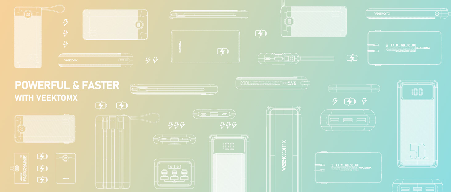 Power Bank 10000mAh з 5 виходами та 2 входами, LED дисплеєм та вбудованими кабелями. Сумісний з iPhone, iPad, Samsung, Xiaomi, Google Pixel. Чорний