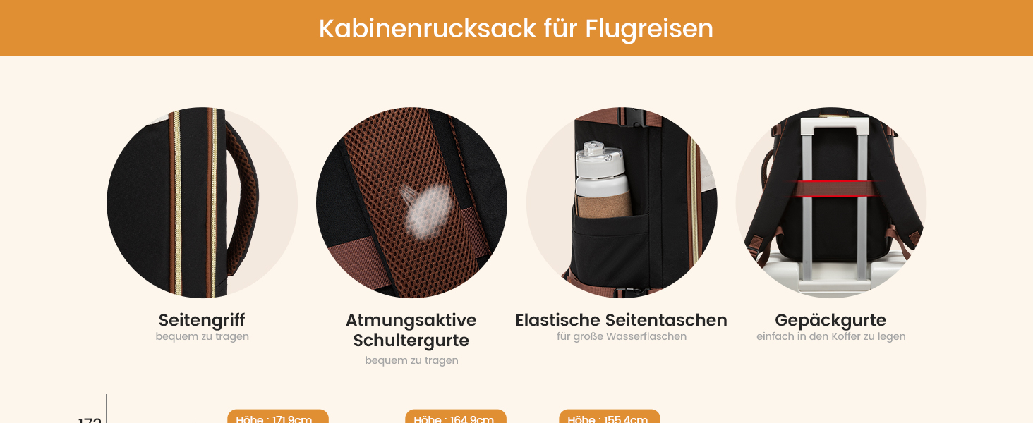 Рюкзак для ручної поклажі LOVEVOOK 45x36x20, 32L, чорний. Підходить для Ryanair, Eurowings, Wizz Air. З антикрадіжною кишенею.