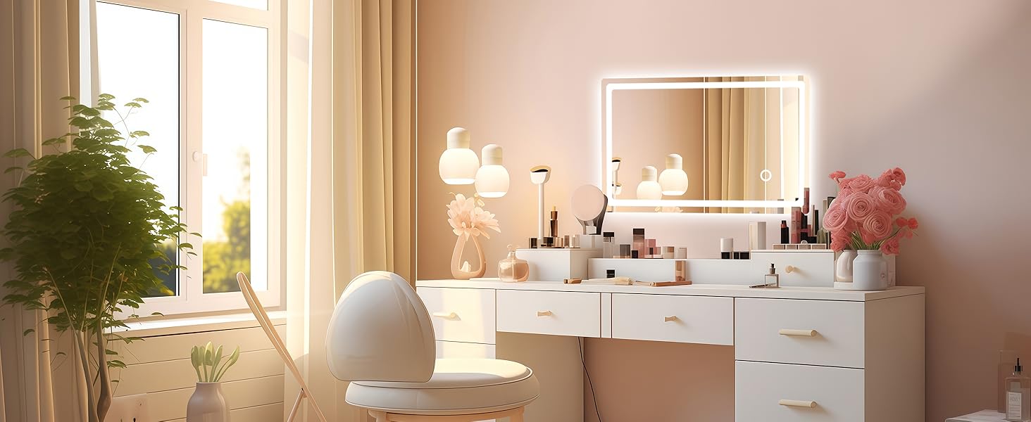 Дзеркало для ванної кімнати з підсвічуванням 40x60 см LED, з вимикачем, холодне біле світло 6000K