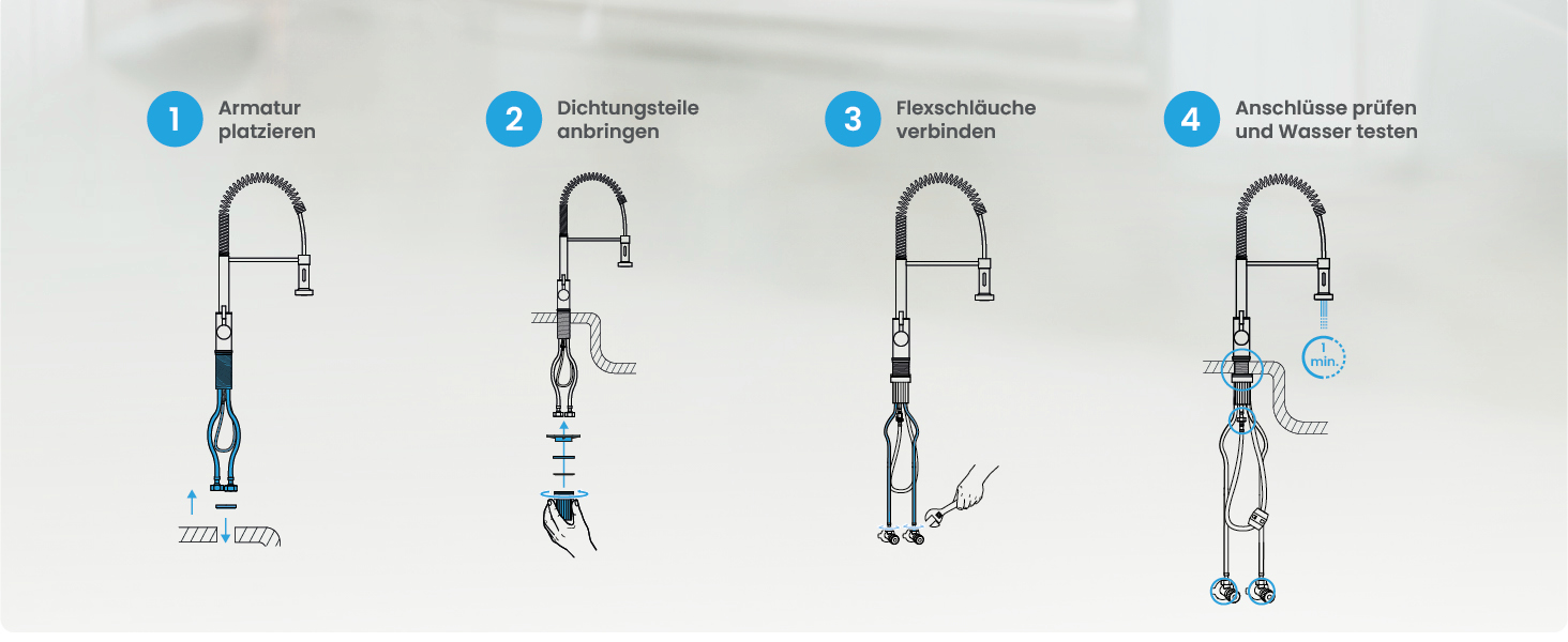 Кухонний змішувач Bächlein Nedo – поворотний на 360°, матовий чорний, з нержавіючої сталі, з гнуким виливом та висувною лійкою, для кухні