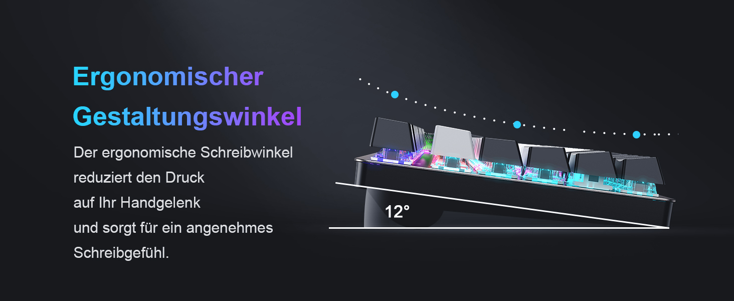 Механічна ігрова клавіатура TECURS бездротова, 80% TKL з підсвічуванням, Red Switch, QWERTZ, для ПК, ноутбука, Windows, чорно-біла