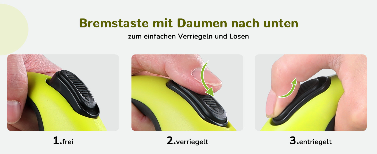 Рулетка для собак Pecute 10м, до 50 кг, зелена, антизаплутування, швидке гальмування